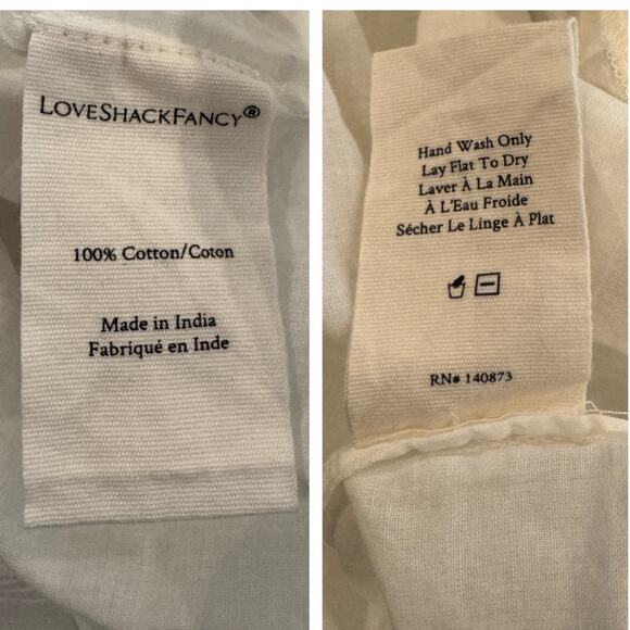 LoveShackFancy Lena V-Neck Embroidered Mini Dress Size Large - Picture 11 of 13